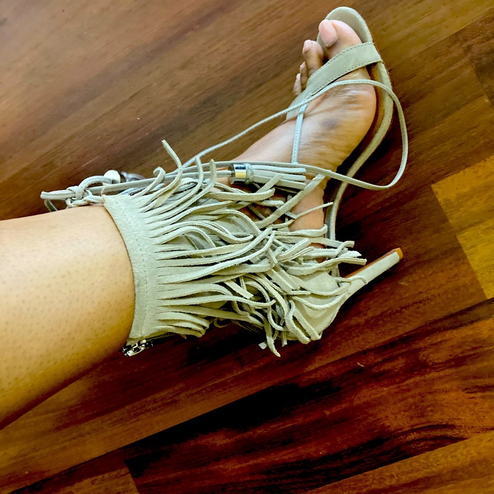 Gray color Schutz fringe heels. Size 9.5